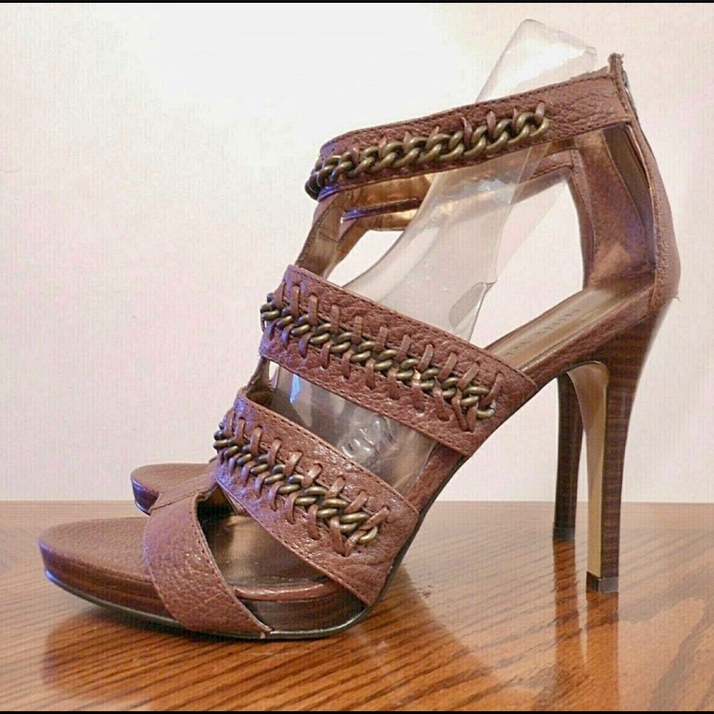 Nine West 'Livy' Brown Leather Strappy Sandals